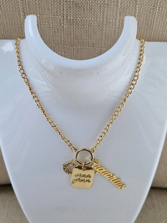 Jewelry - Aquarius Pendant Necklace Gold Tone Fashion Jewelry Charms Necklace